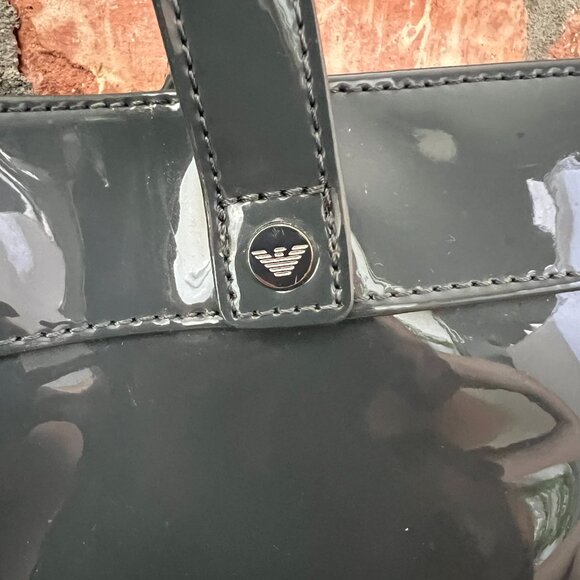 Armani Jeans Graphite Patent Leather Tote - Picture 10 of 15